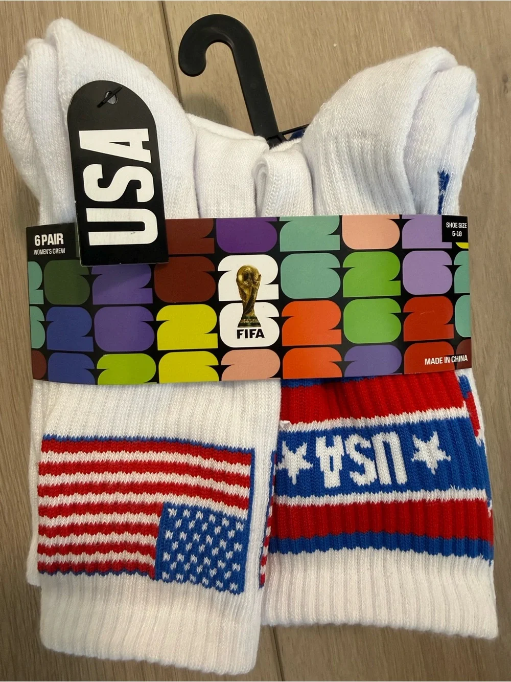 FIFA World Cup 26 Crew Socks Women’s 5-10 Multicolor USA 6-Pack
